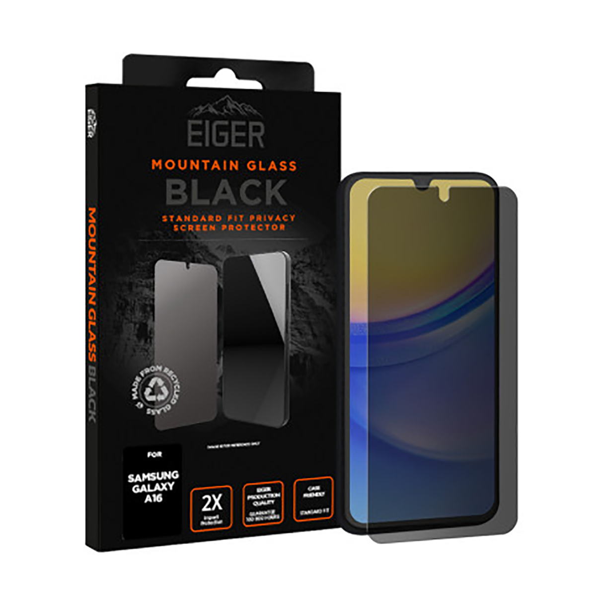 Protezione schermo Eiger Mountain Glass Black per Samsung Galaxy A16.
