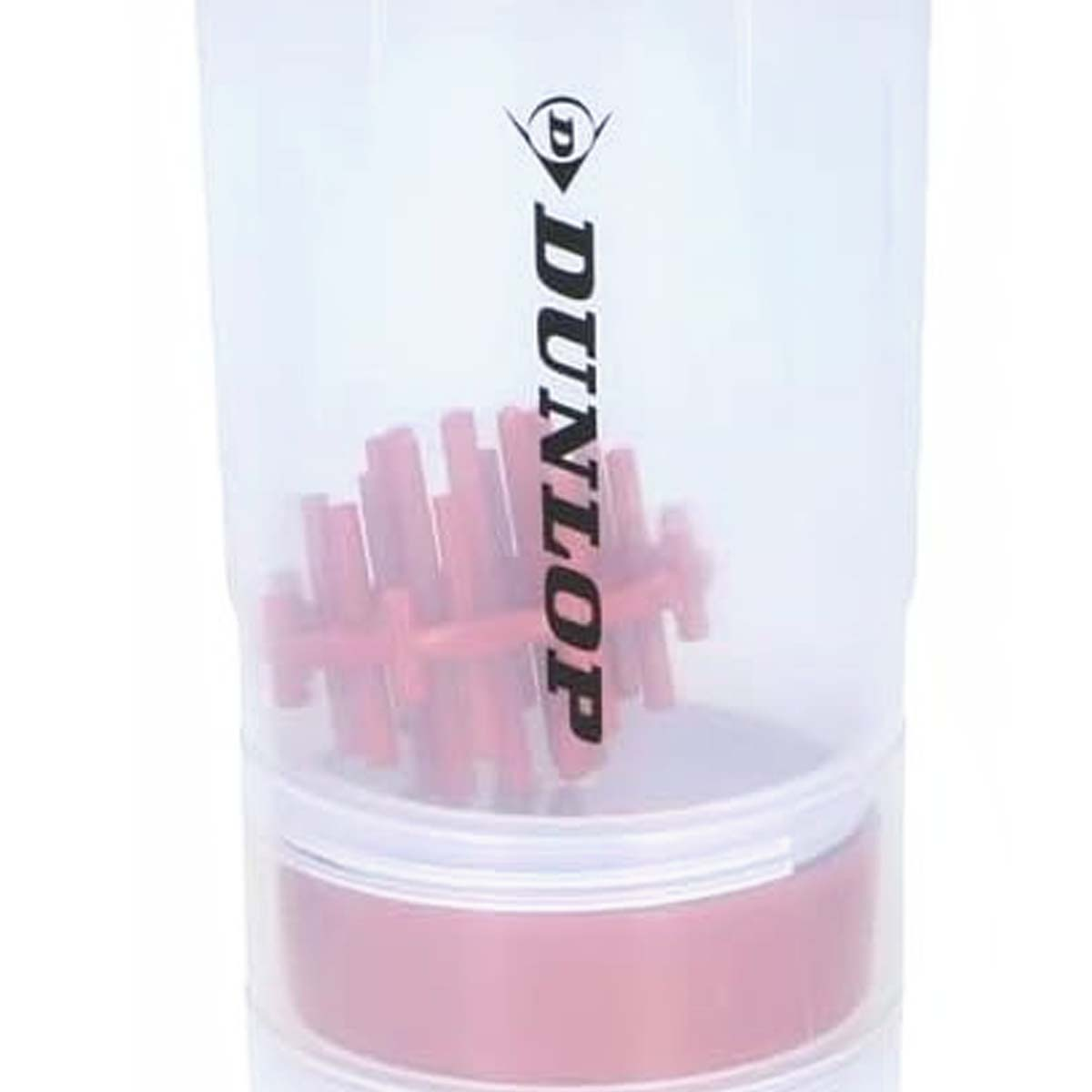 Setole rosse in un contenitore trasparente con logo Dunlop.