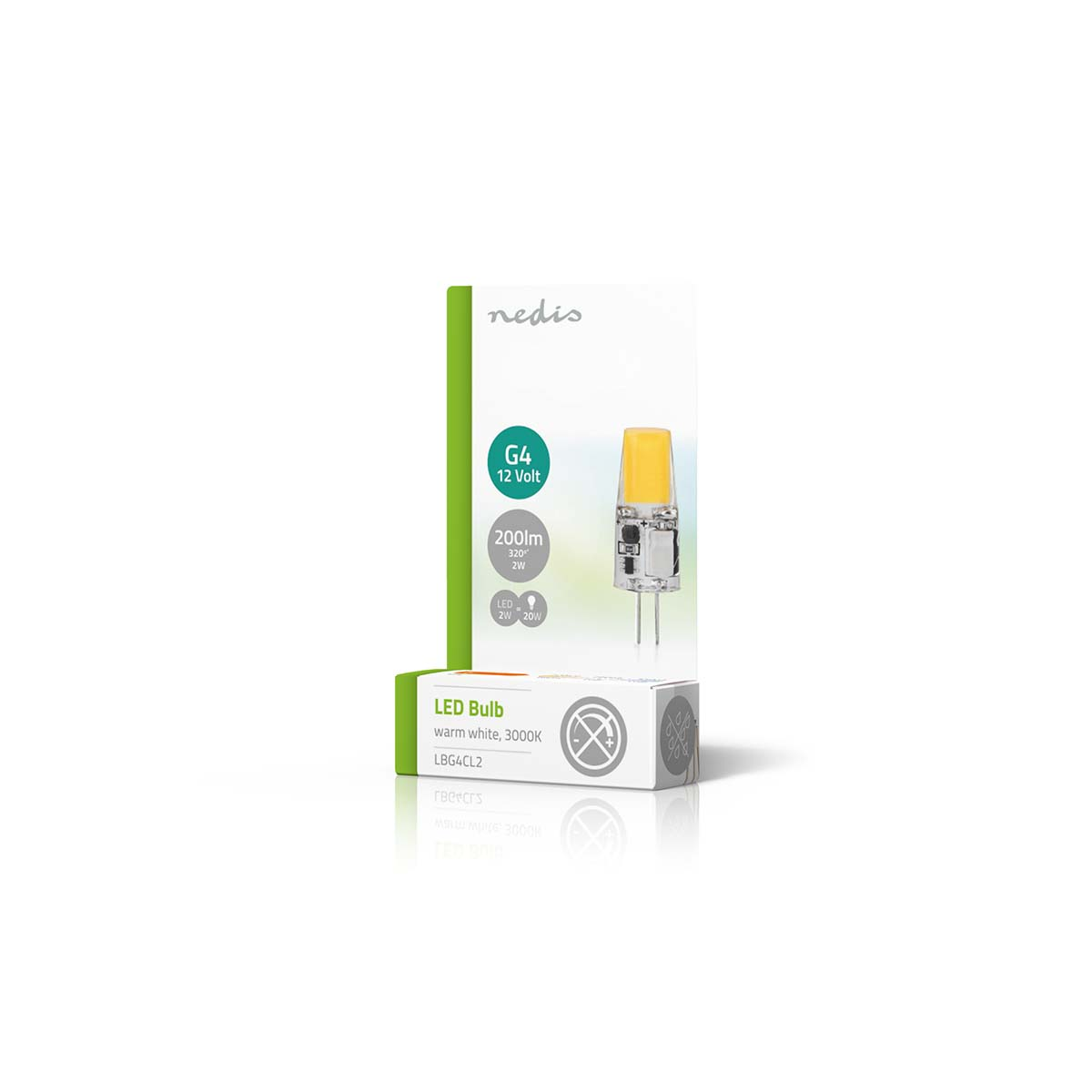 Lampadina LED Nedis G4 12V, 200lm, bianco caldo, 3000K, 2W.