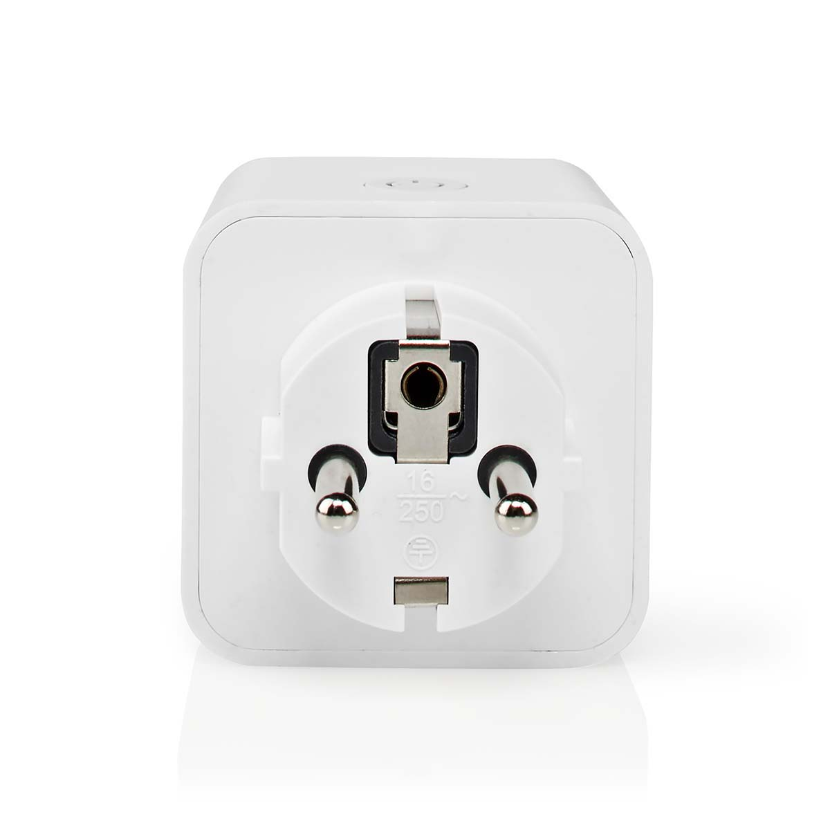 A white plug adapter with sockets for Europlug, 16A, 250V.