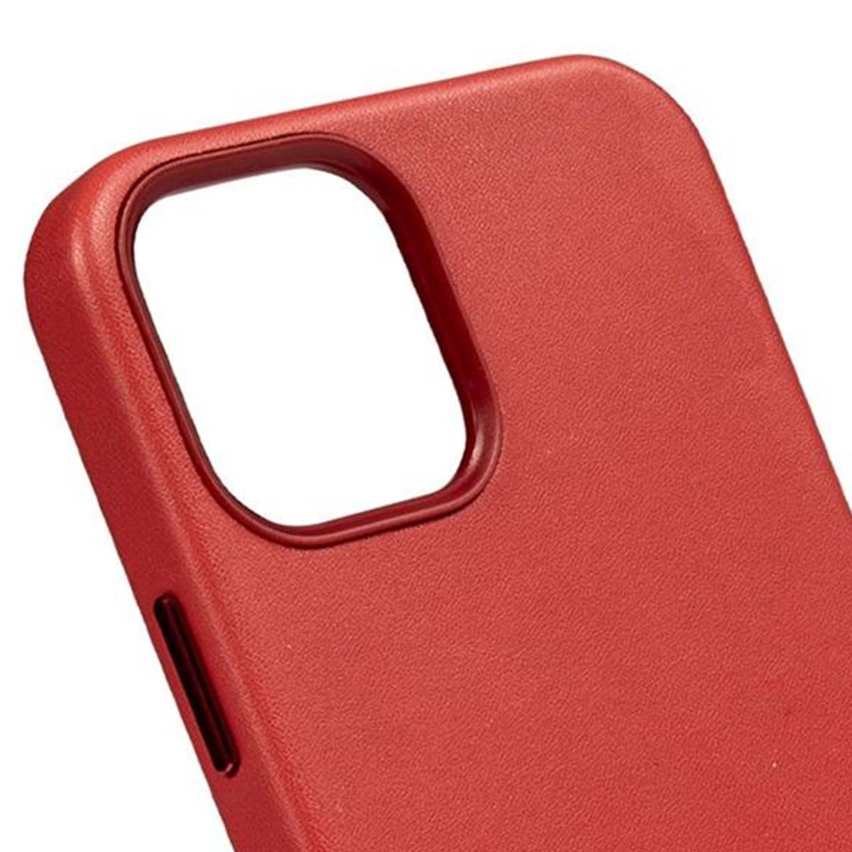 Custodia per telefono rossa con ritaglio per fotocamera.