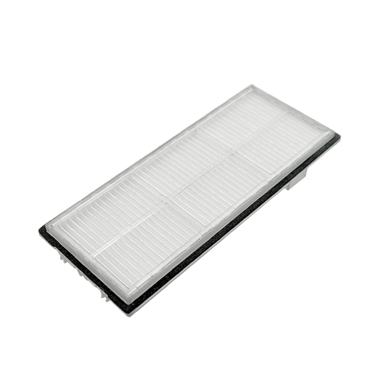 Ein weißer rechteckiger Staubsaugerfilter mit schwarzem Rand.