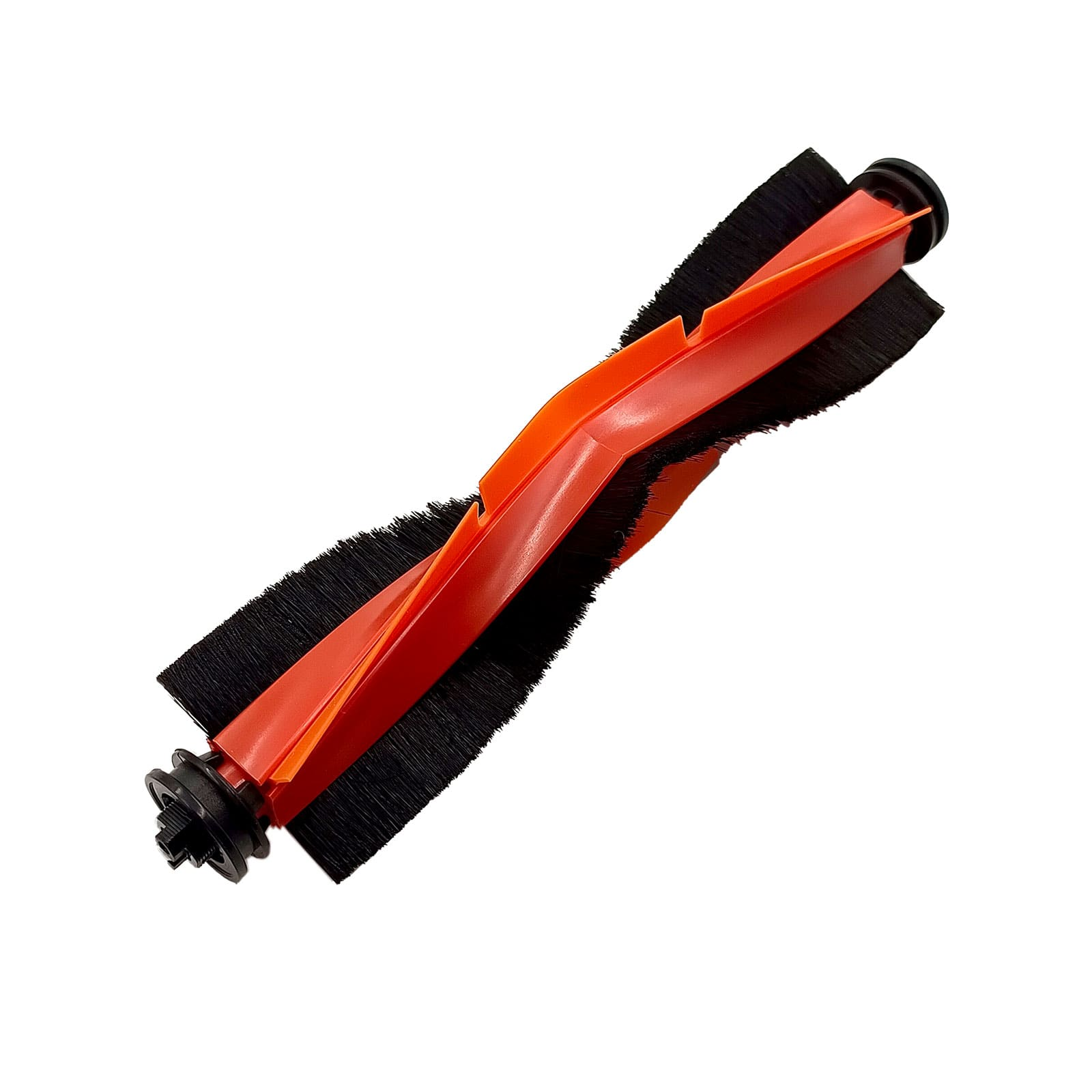 Eine orangefarbene Hauptbürste mit schwarzen Borsten für einen Staubsauger.