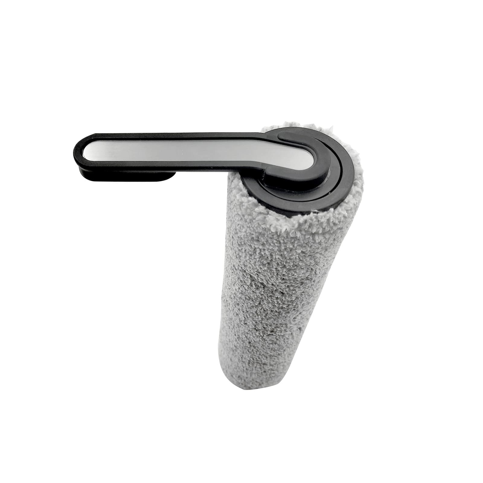 Grauer Reinigungsroller mit schwarzem Griff im U-Design.