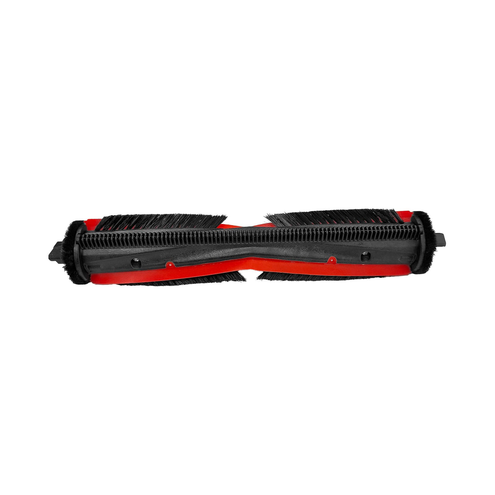Eine rote und schwarze Bürstenrolle für einen Staubsauger.