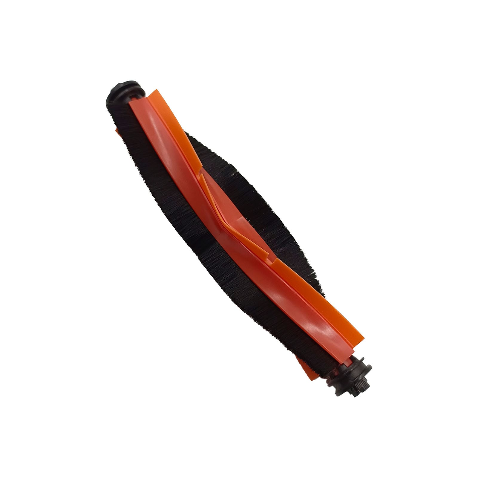 Orangefarbener Staubsaugerbürstenkopf mit schwarzen Borsten und einem schwarzen Zahnradanschluss.