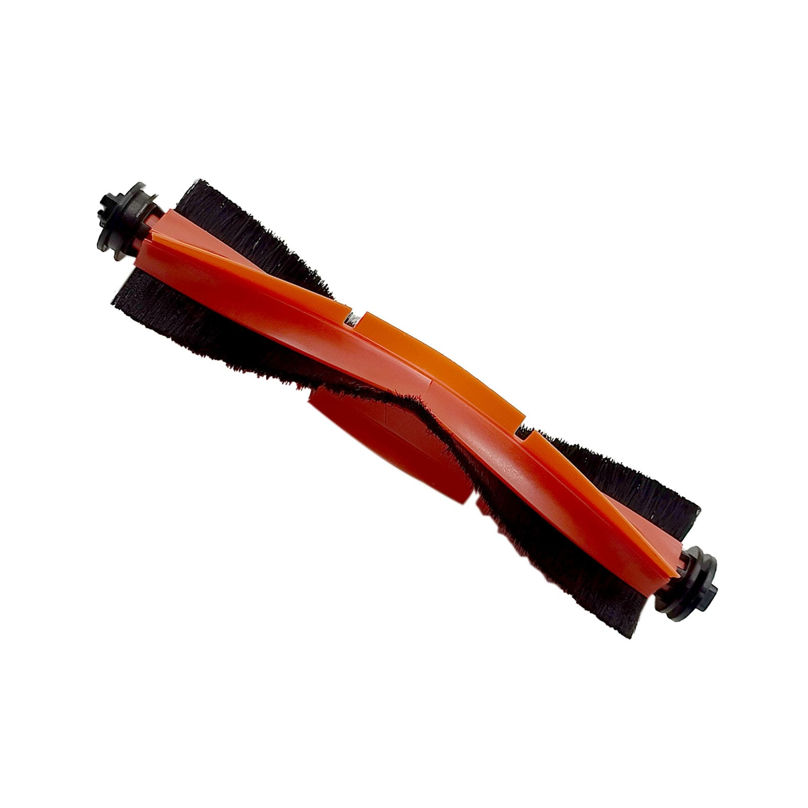 Eine orangefarbene Staubsaugerbürste mit schwarzen Borsten auf weißem Hintergrund.