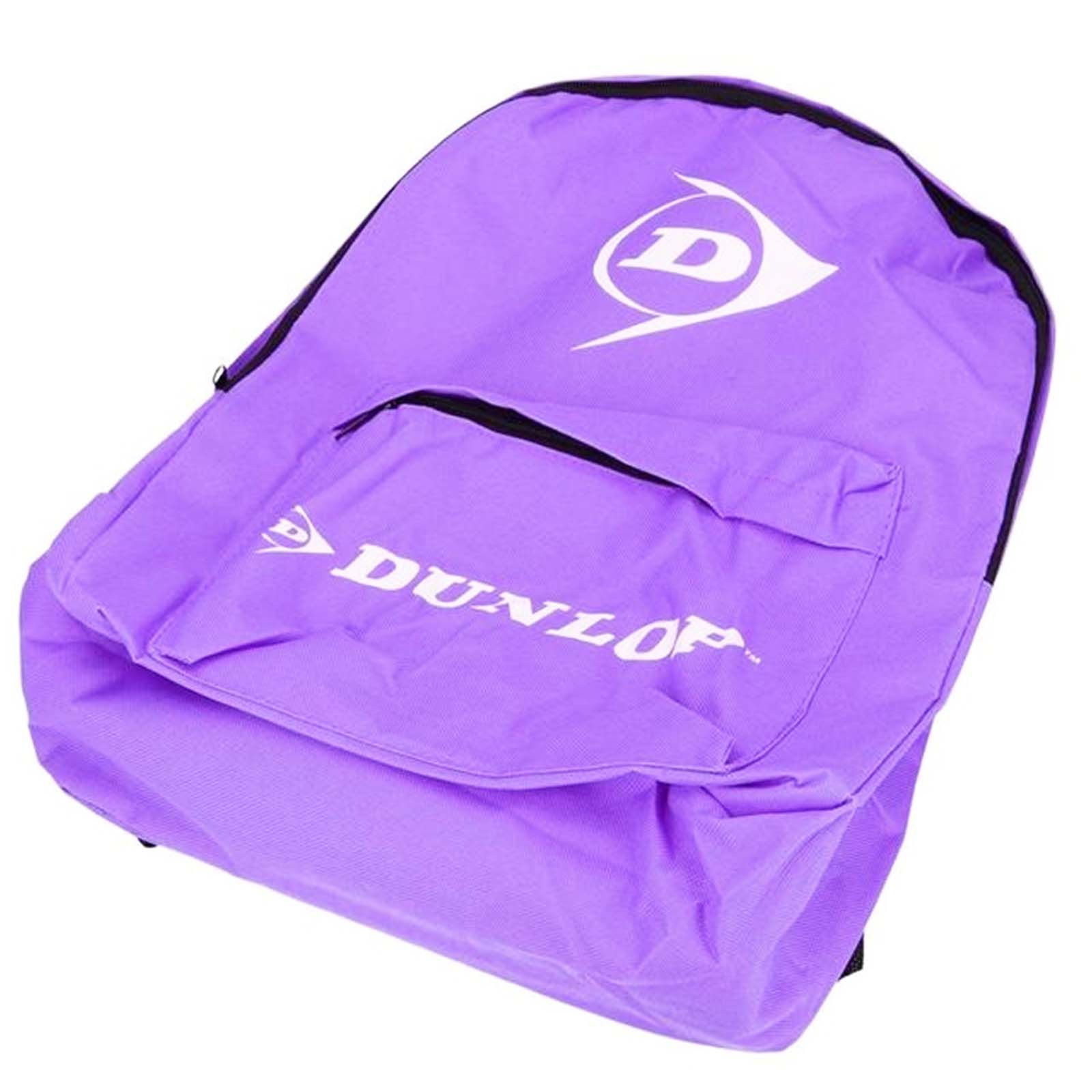 Zaino viola con logo Dunlop bianco e tasca con zip.