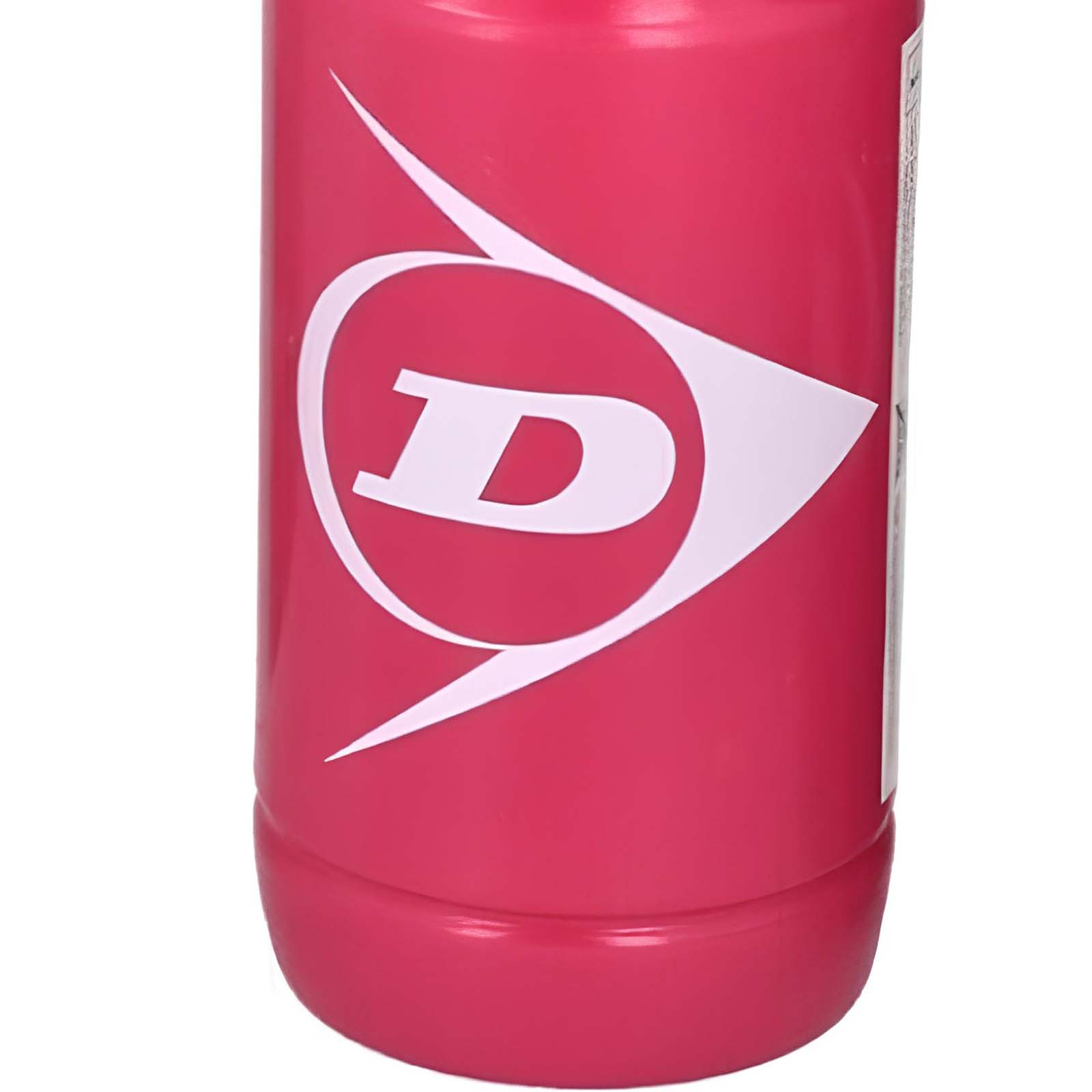 Un contenitore rosa con logo Dunlop bianco e un 