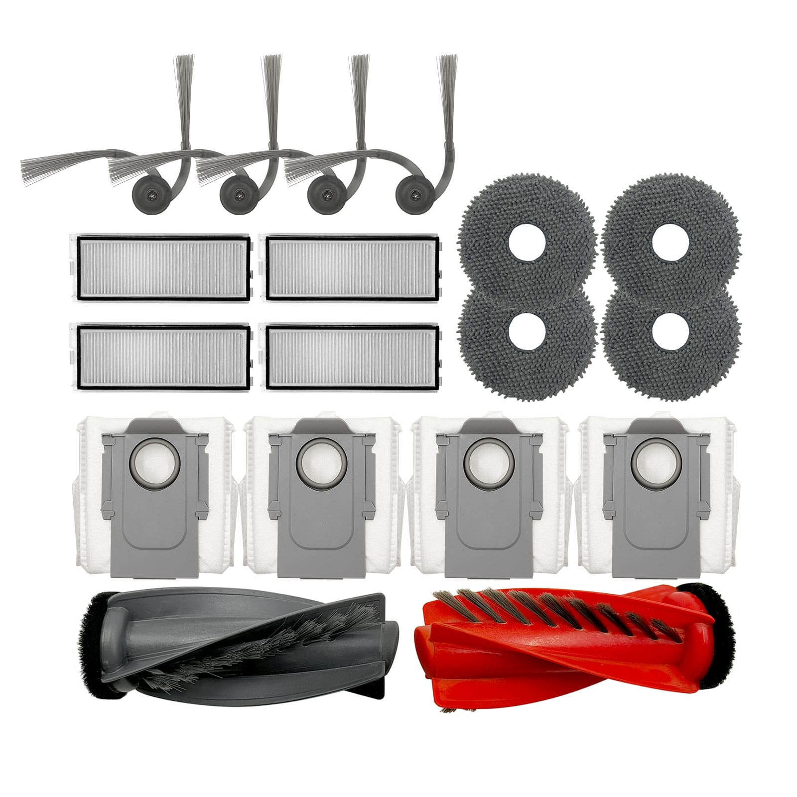 Reinigungszubehör für Staubsauger: Bürsten, Filter, Staubbeutel, Wischpads.