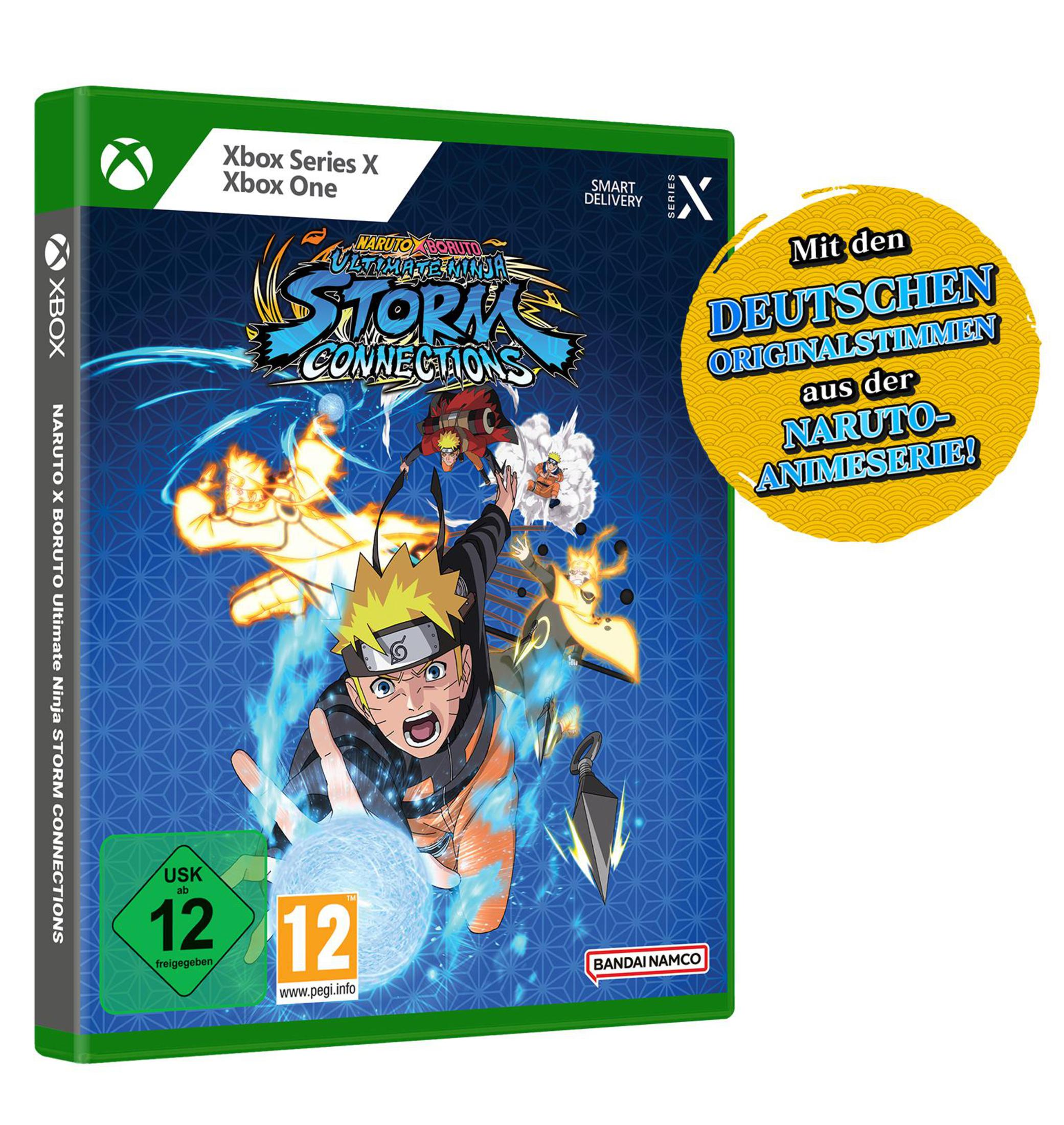 Pudełko gry Xbox z Naruto i przyjaciółmi w akcji, na Xbox Series X/One.
