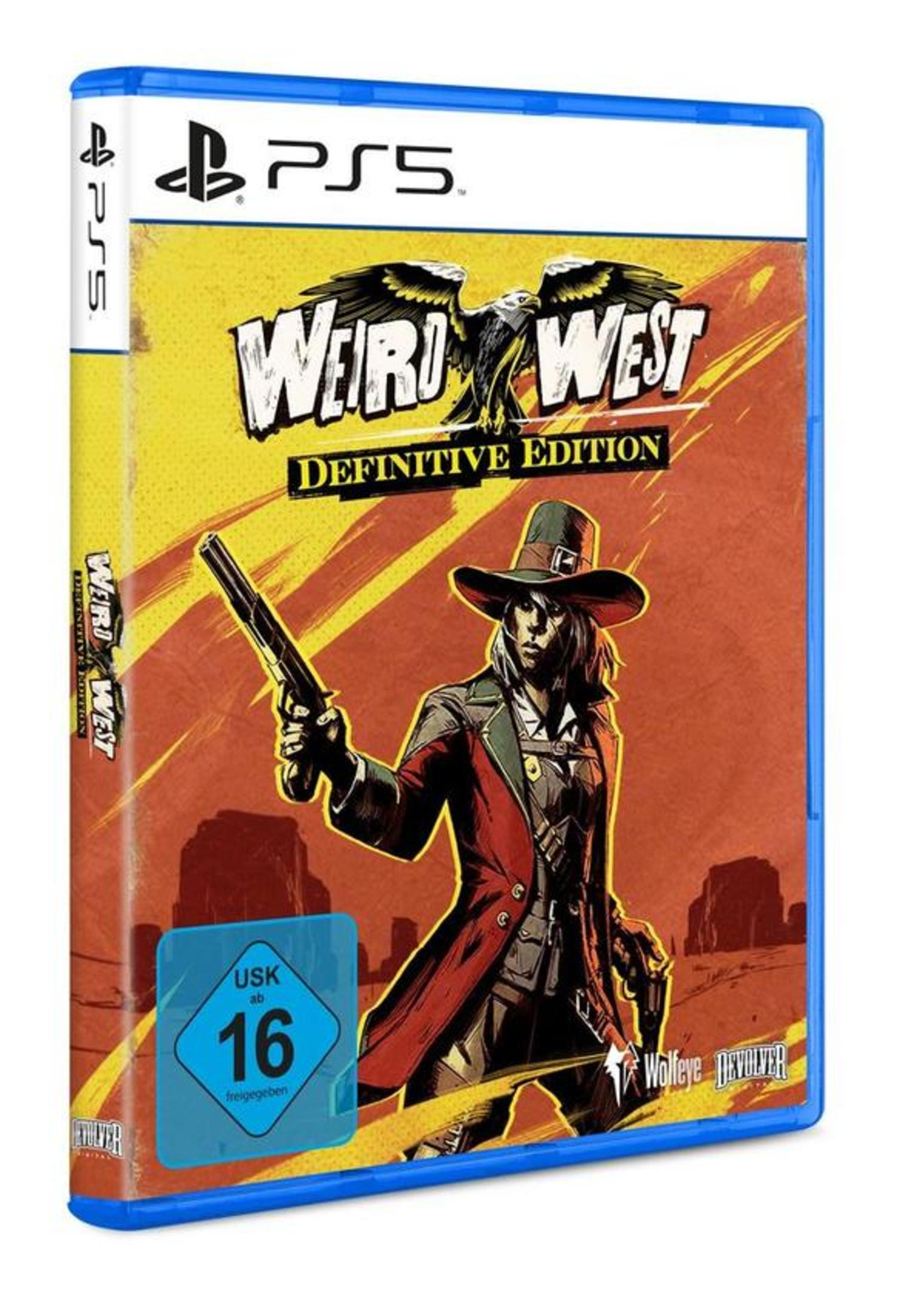 Custodia PS5 per Weird West: Definitive Edition con cowboy e aquila. USK 16.
