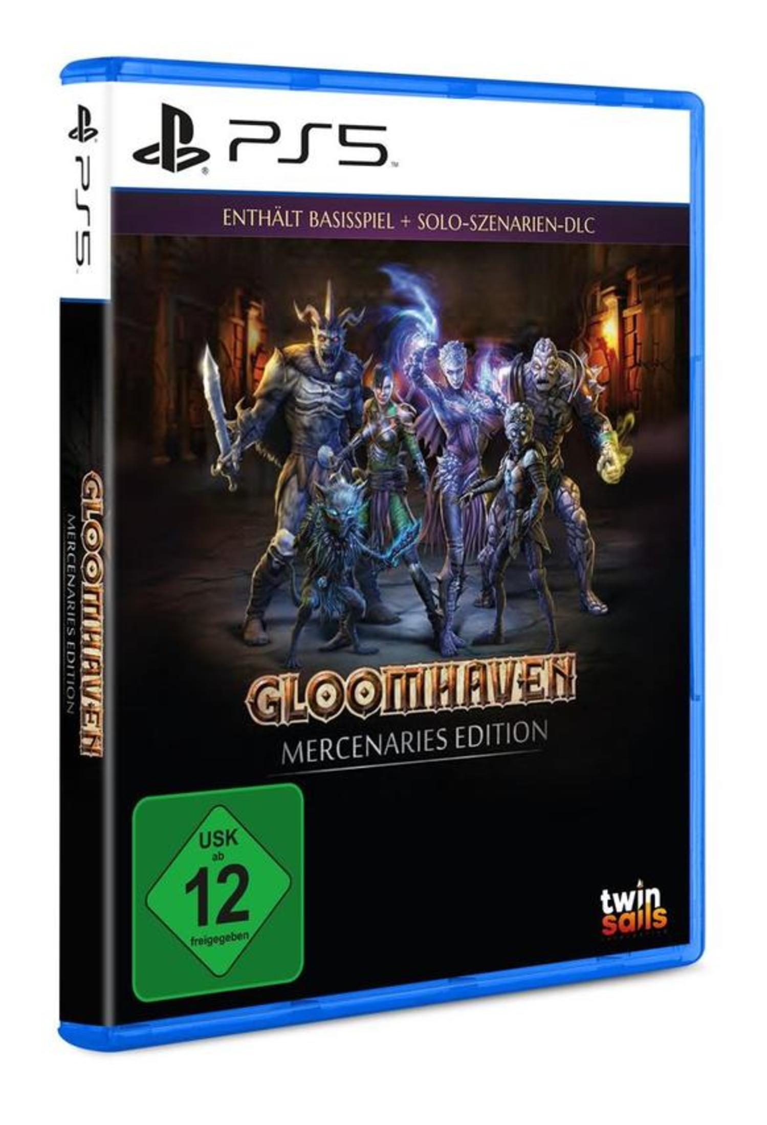 Copertina gioco PS5 Gloomhaven Mercenaries Edition con personaggi e sigillo USK 12.