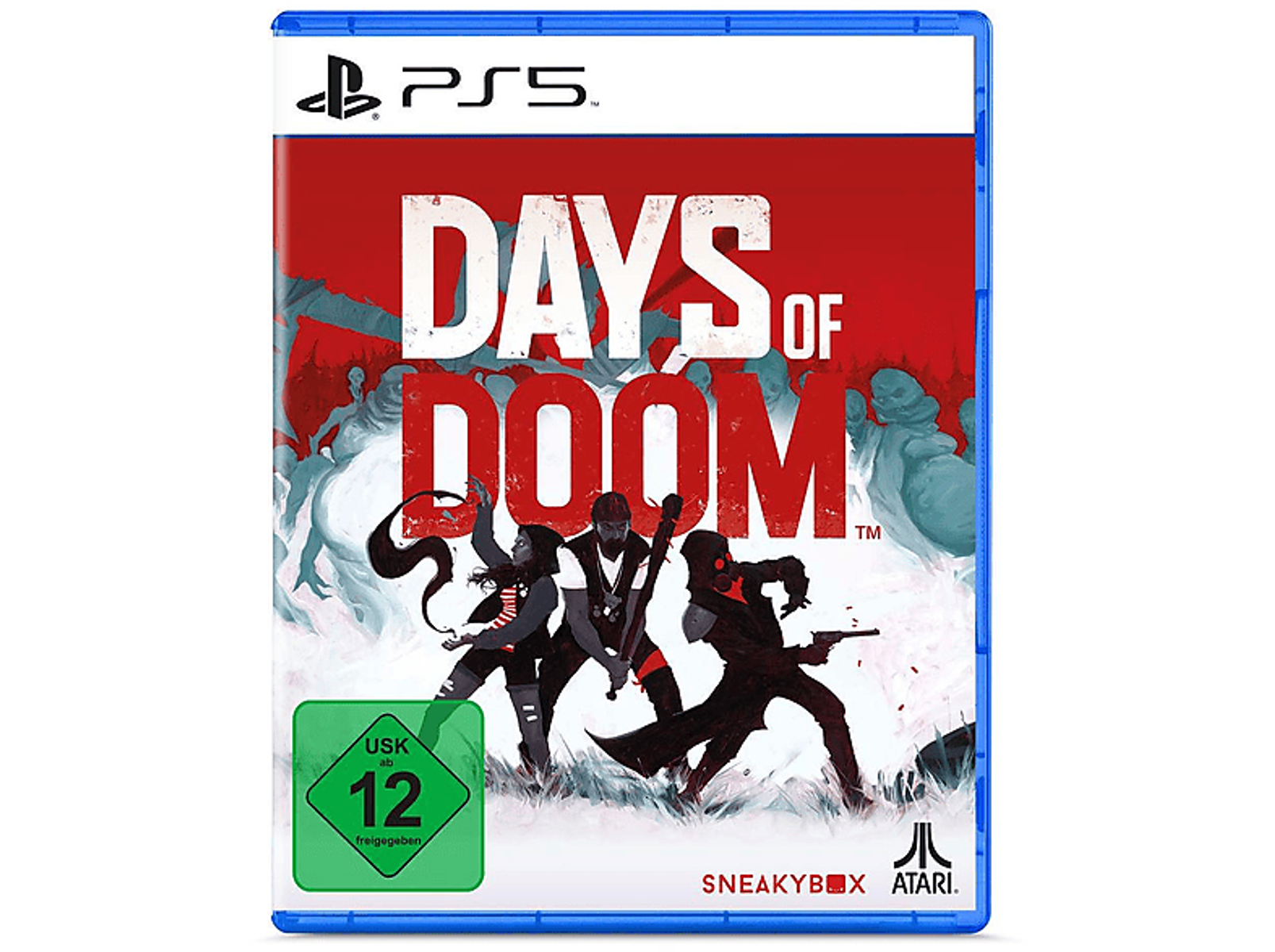 Copertina gioco PS5: Days of Doom, tre figure, rating USK 12.