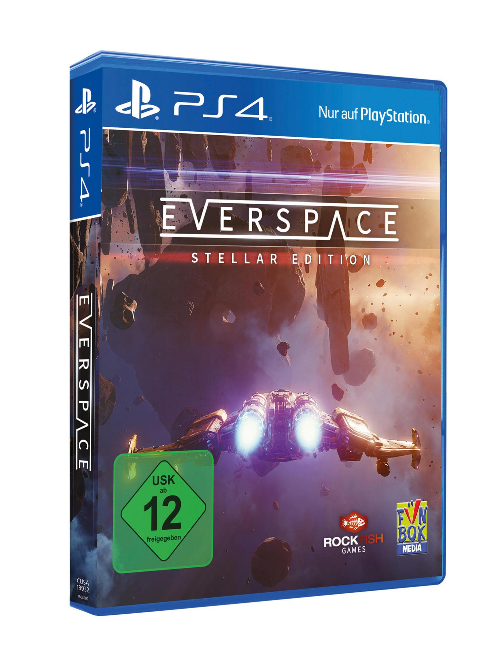 PS4-Spielhülle EVERSPACE Stellar Edition mit Raumschiff vor Asteroiden.