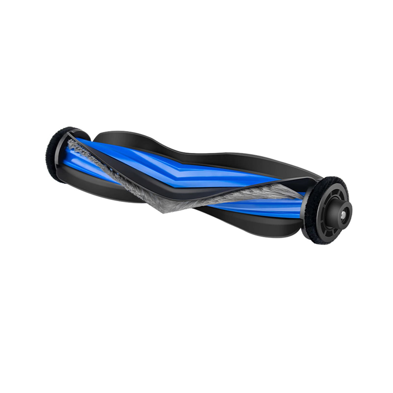 Eine blaue und schwarze Bürstenrolle mit seitlichen Rädern