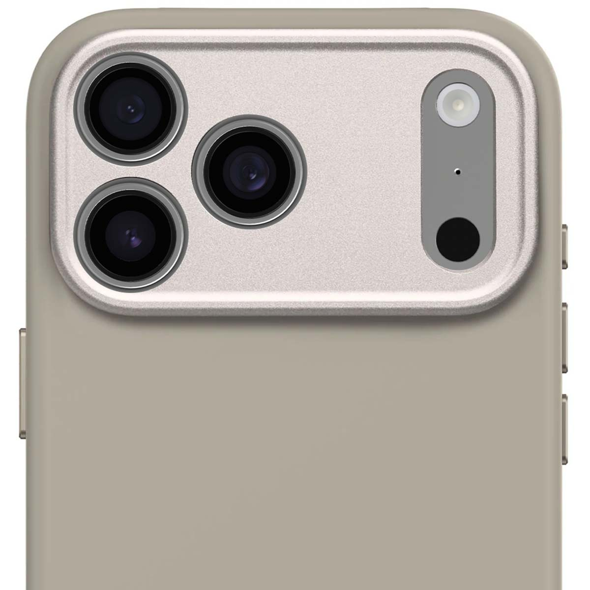 Retro di uno smartphone con tripla fotocamera, flash e microfono.