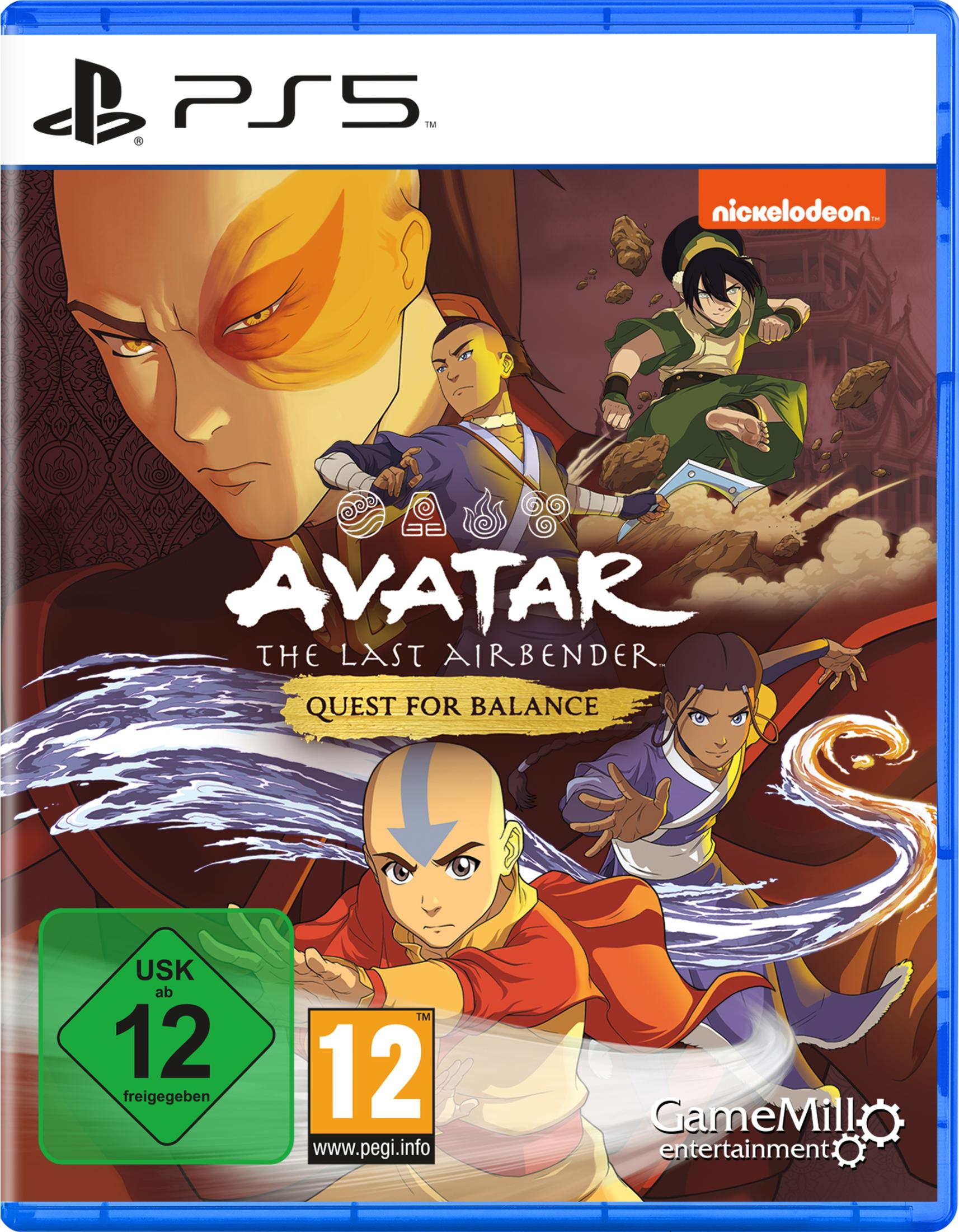 Copertina del gioco Avatar The Last Airbender PS5 con Aang, Zuko, Katara, Toph.