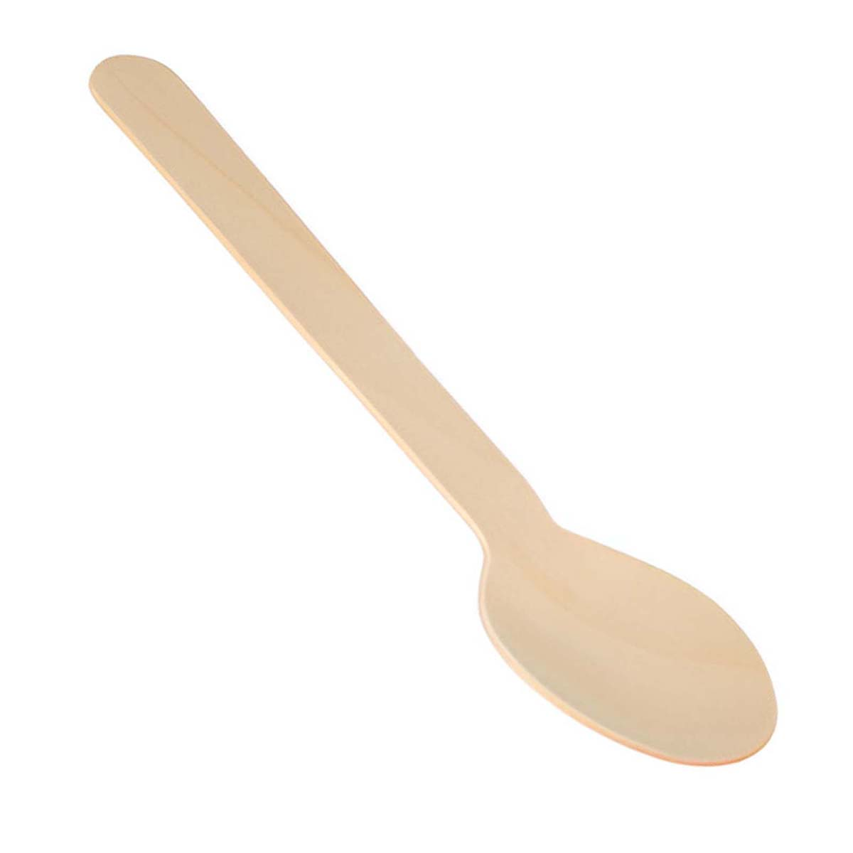 Un singolo cucchiaio di legno con manico lungo e concavità ovale.