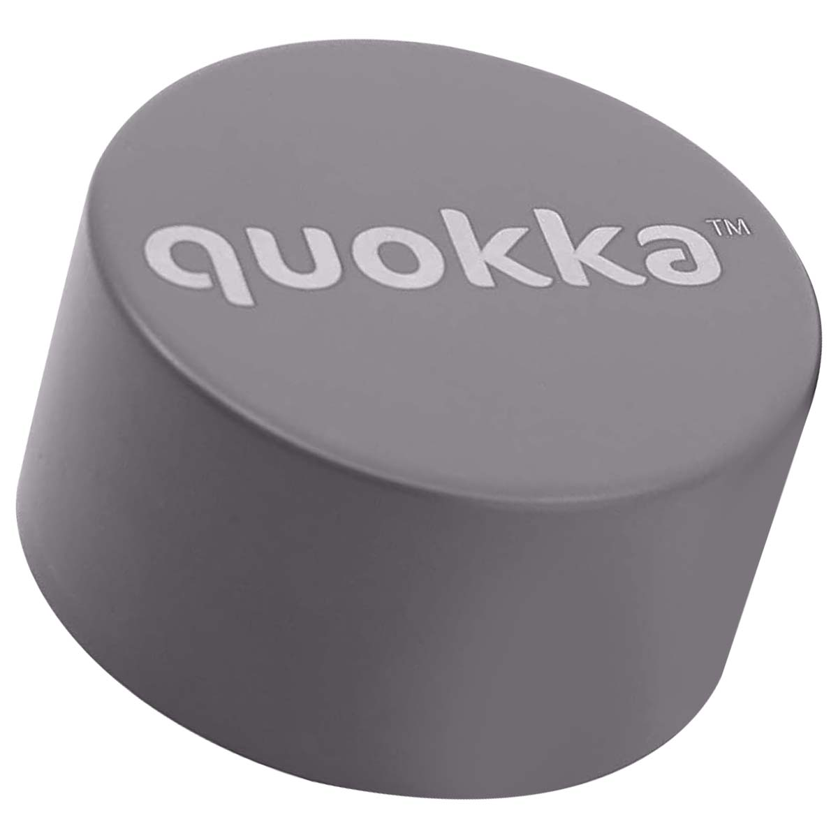 Coperchio grigio Quokka con logo bianco su sfondo bianco.