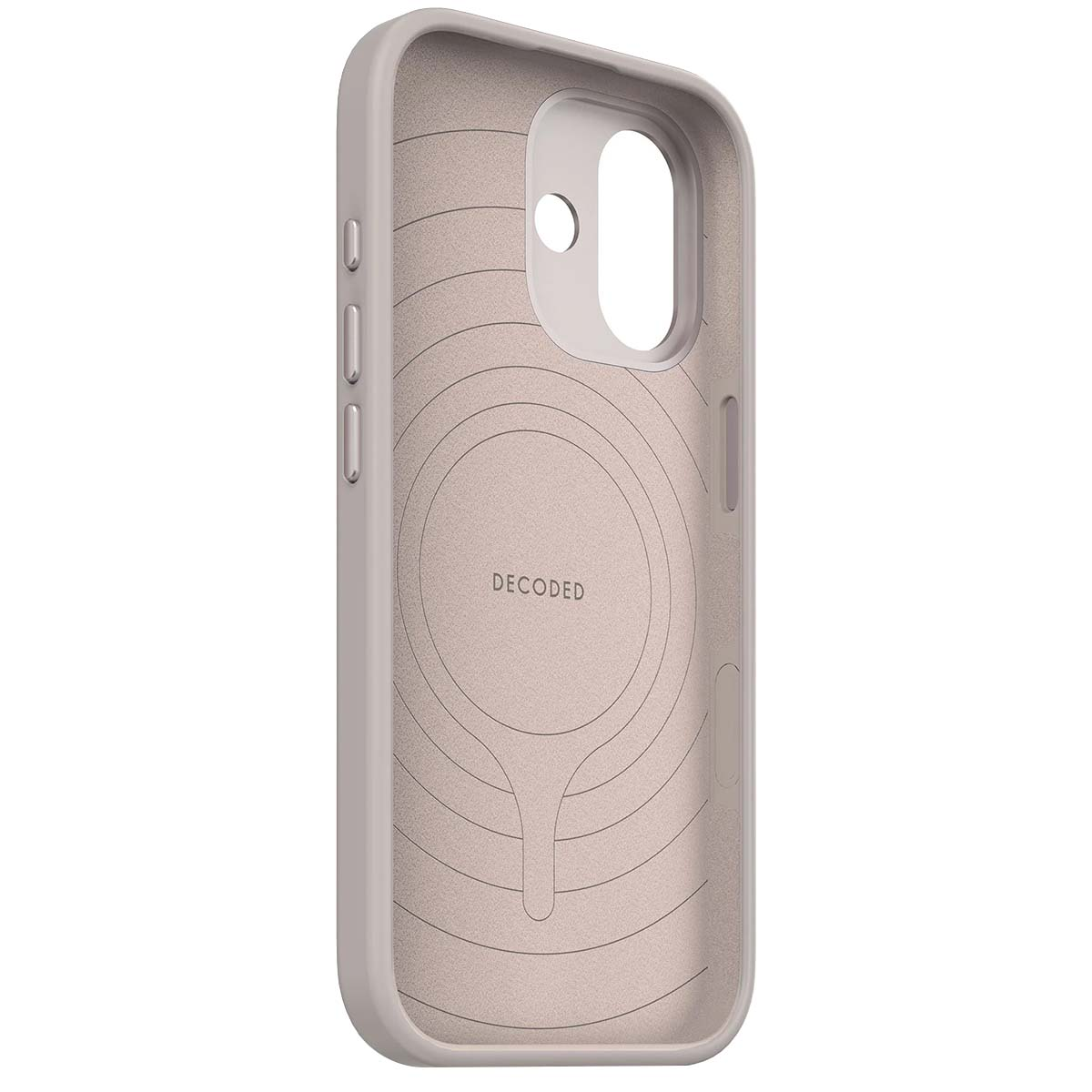 Funda gris para móvil con líneas circulares y estampado DECODED.