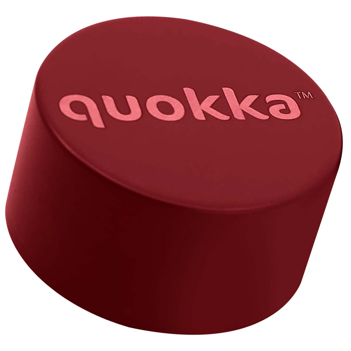 Un oggetto cilindrico rosso scuro con il nome Quokka.