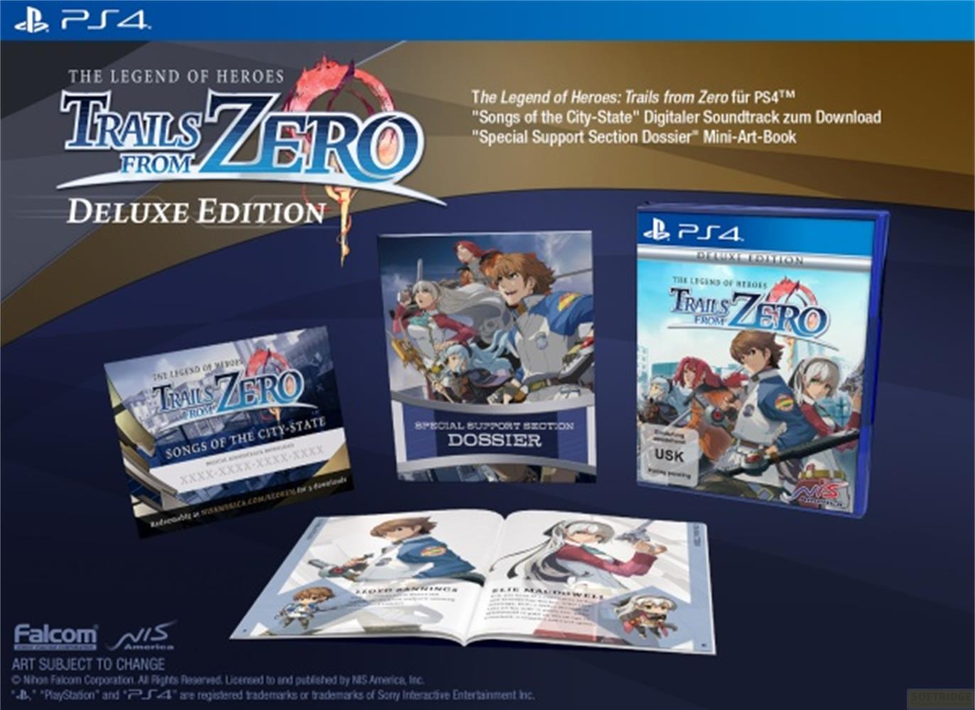 PS4 Deluxe Edition von Trails from Zero mit Spielhülle, Soundtrack-Karte und Artbook.