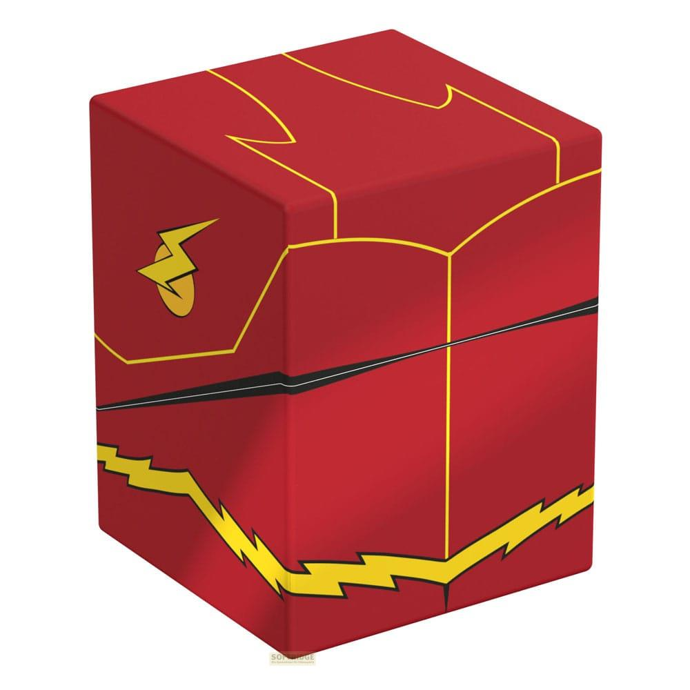 Une boîte rouge avec des éclairs jaunes et le logo de Flash.