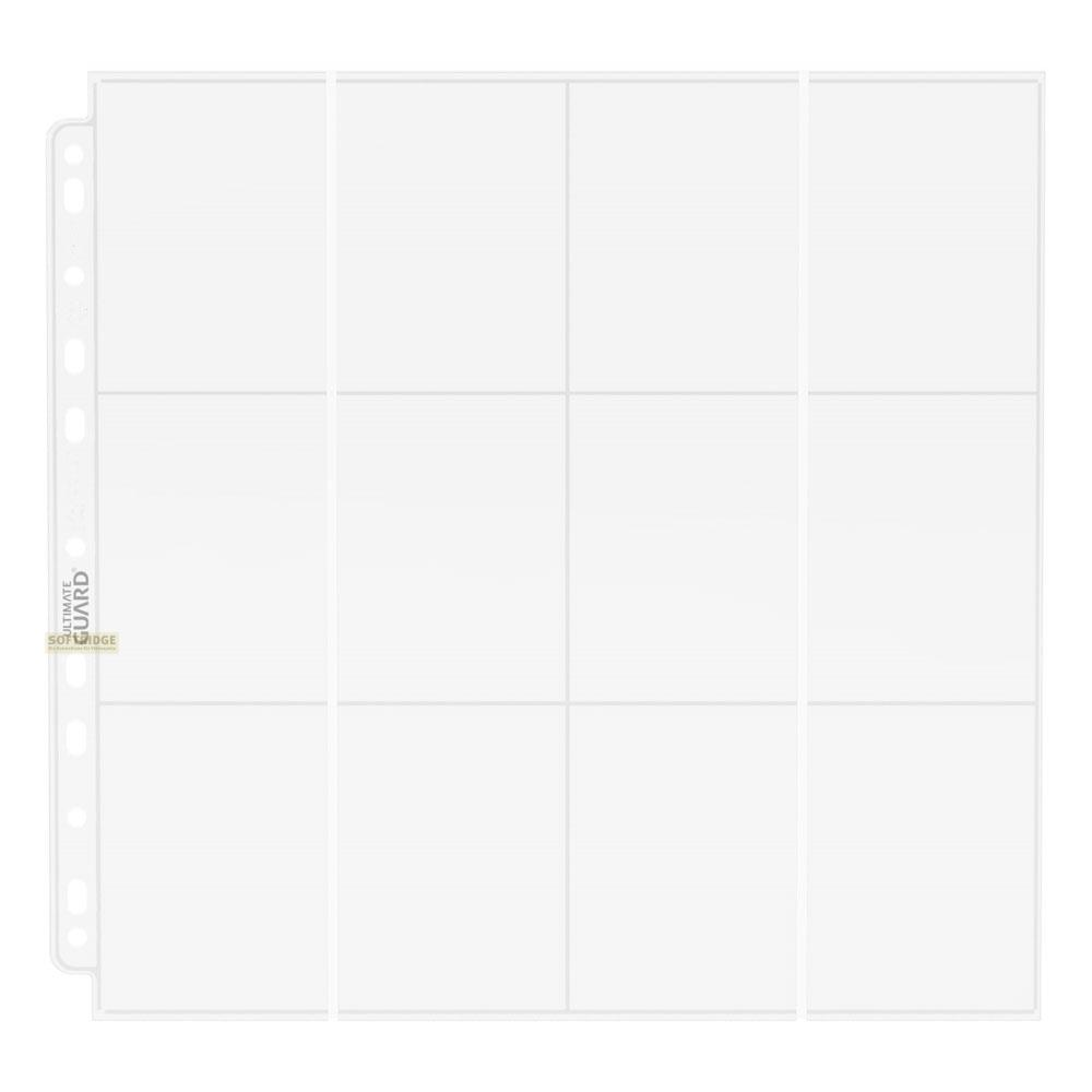 Feuille de protection transparente 9 poches pour cartes, perforée à gauche.