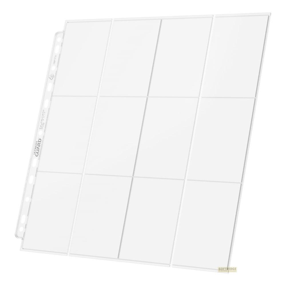 Pochette plastique transparente vide à 12 compartiments pour cartes, perforée.