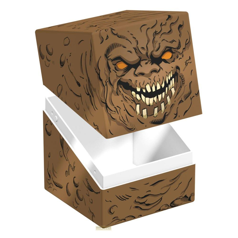 Braune Box mit einem Monstergesicht und weißen Innenraum.