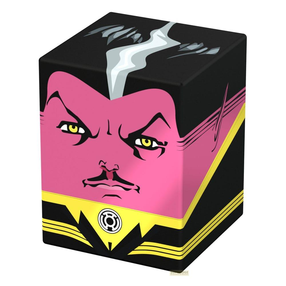 Ein Würfel mit dem Gesicht von Sinestro im Comic-Stil, gelber Laternen-Symbol.