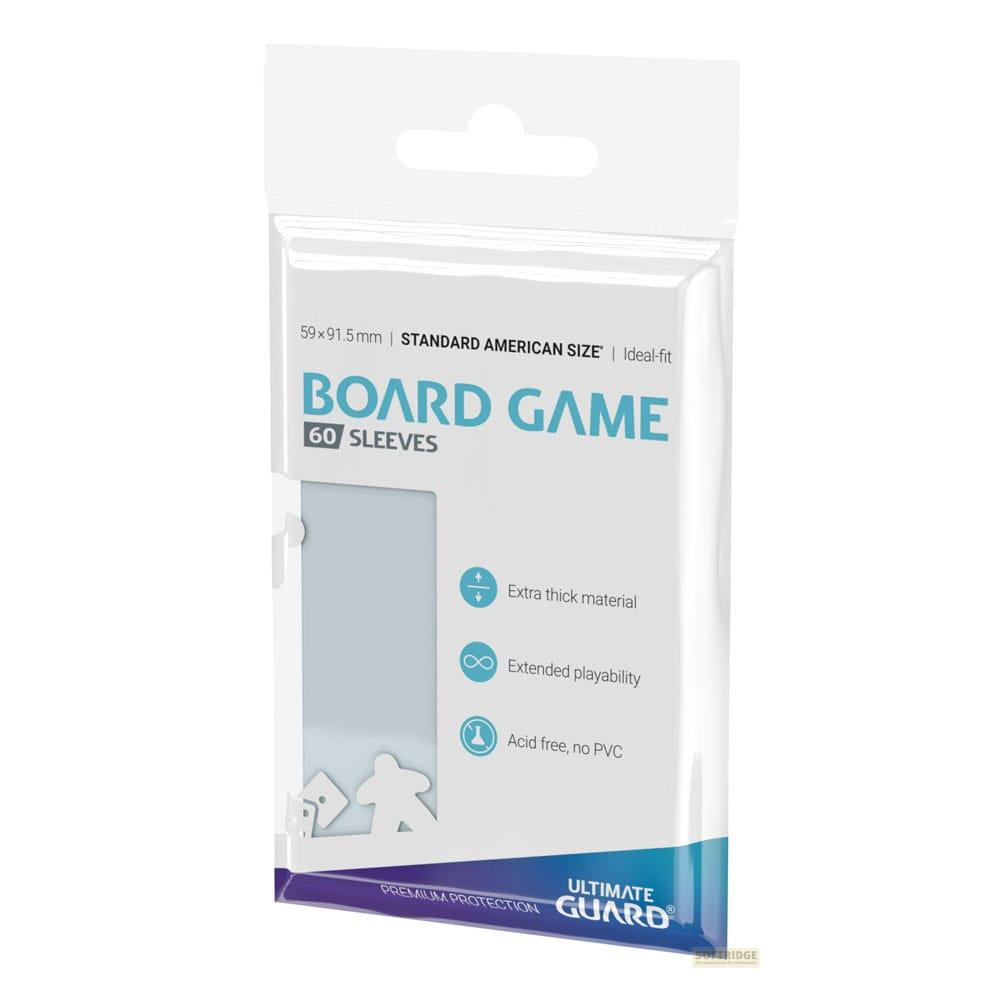 Verpackung mit 60 Kartenhüllen für Brettspiele, Größe 59x91,5 mm.