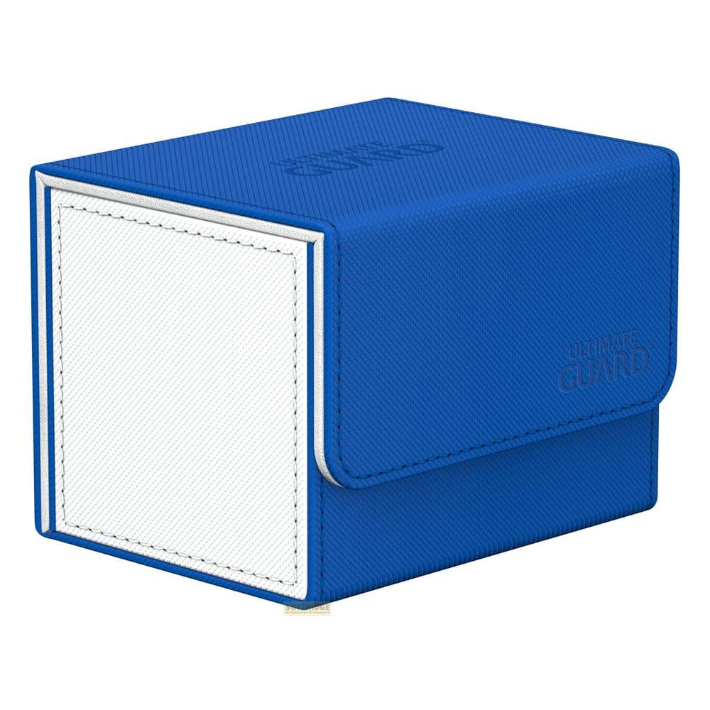 Un porte-cartes bleu avec un avant blanc et le logo "ULTIMATE GUARD".