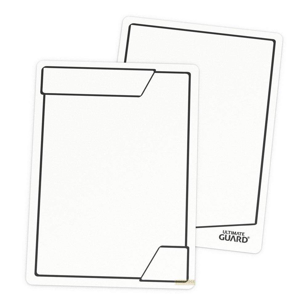 Deux protège-cartes blancs avec bordure noire sur fond blanc.
