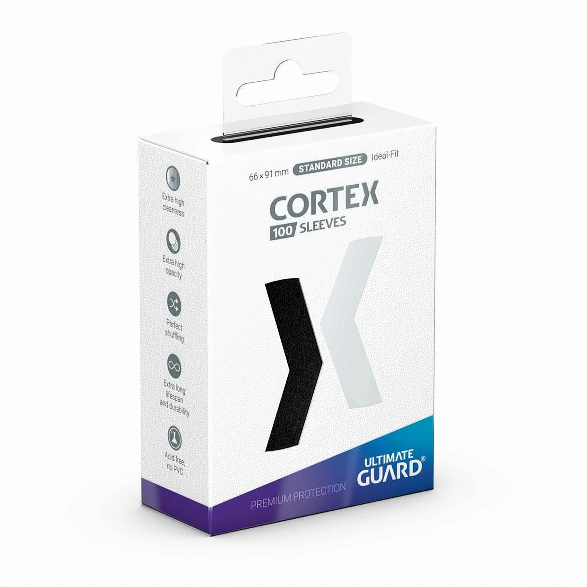 Scatola da 100 bustine CORTEX, con loghi e caratteristiche.