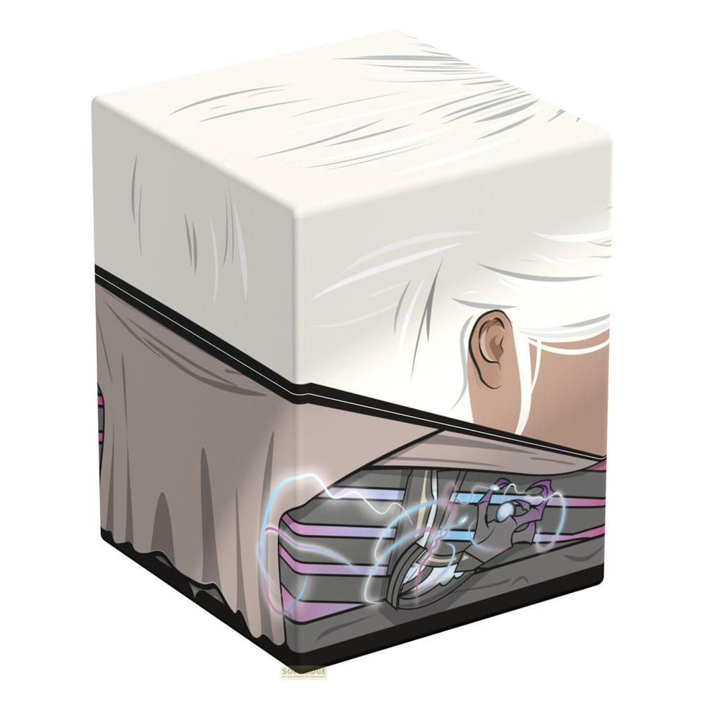 Un box con un personaggio anime ed effetti energetici luminosi.