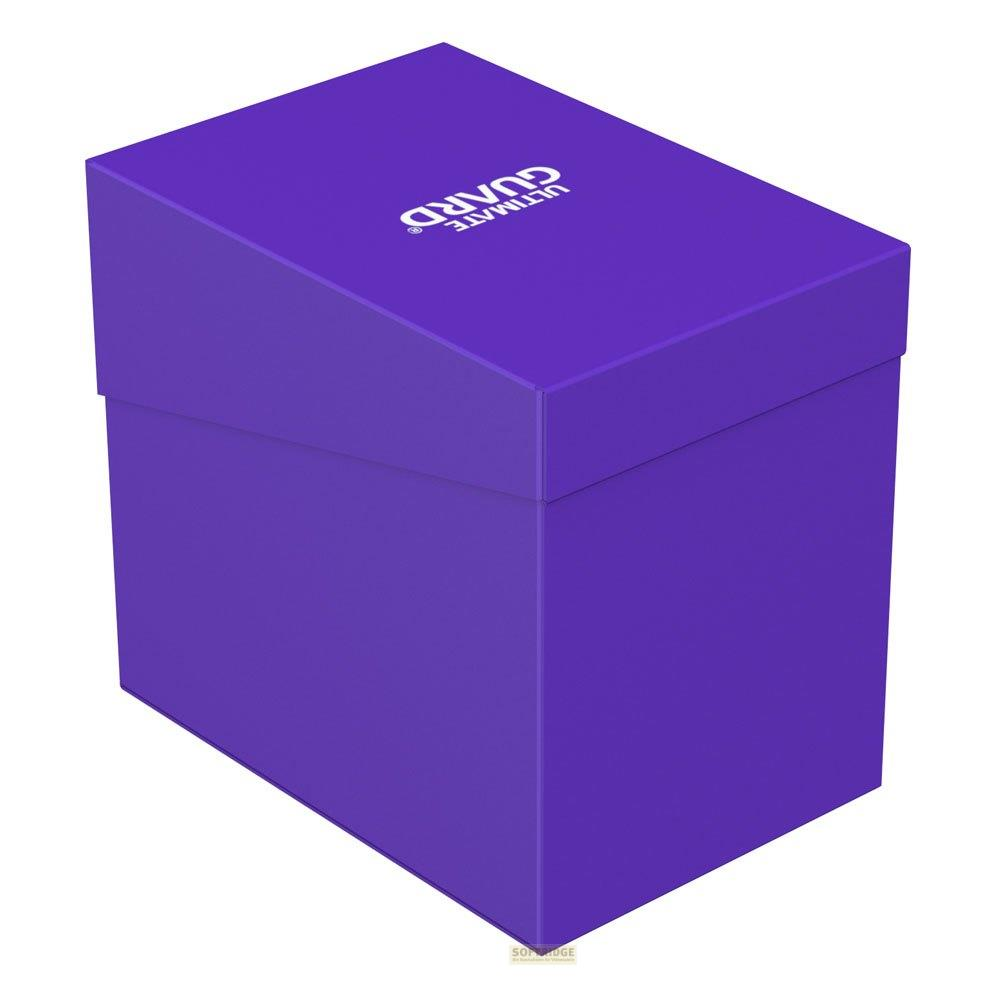 Scatola di cartone viola con stampato ULTIMATE GUARD.
