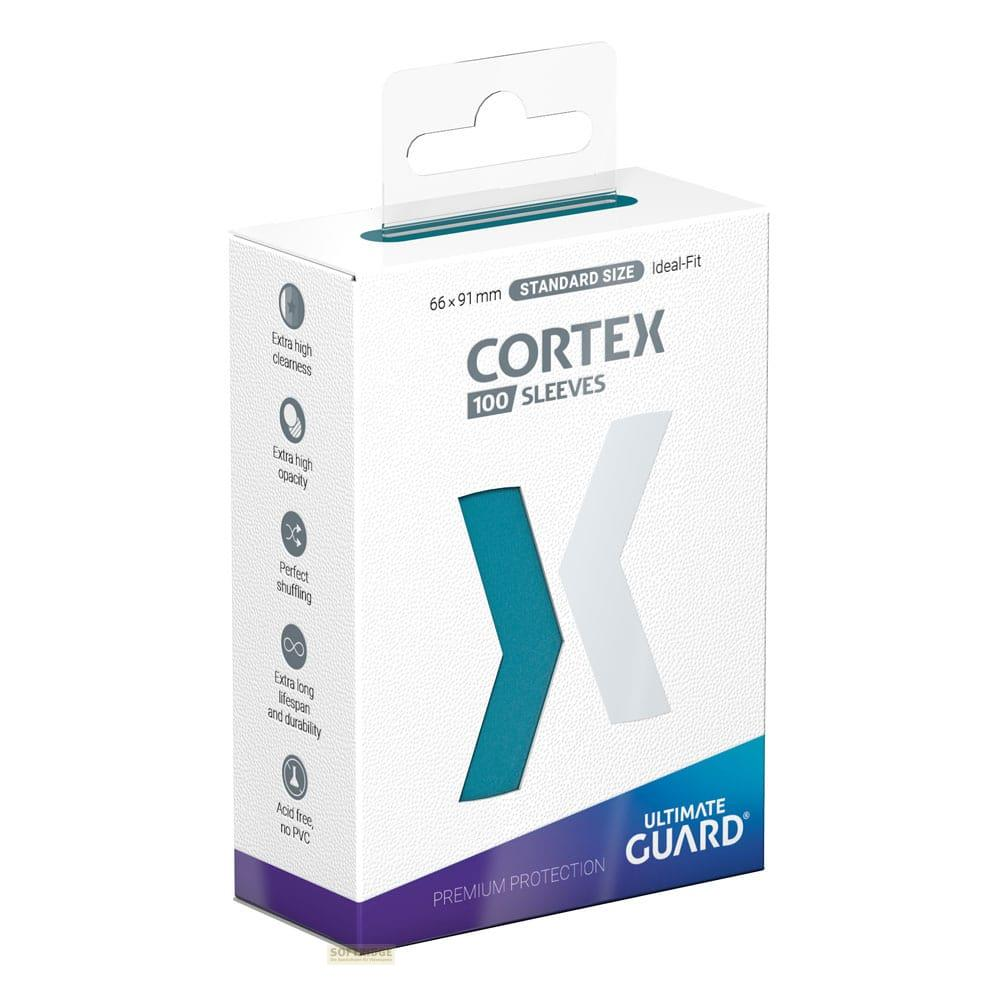 Confezione da 100 bustine CORTEX Ultimate Guard misura standard.