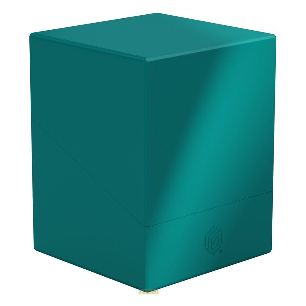 Un cubo color verde acqua con logo in basso a destra, su sfondo bianco.