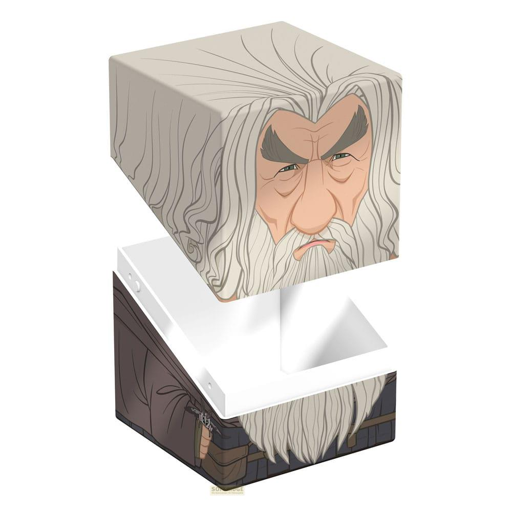Une boîte représentant Gandalf le Gris, avec son visage sur le couvercle et sa cape sur le corps.