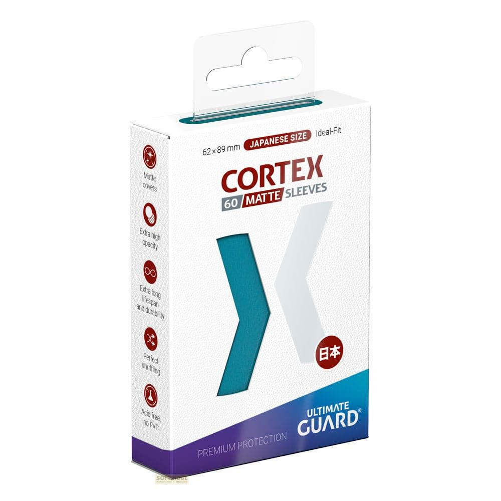 Scatola CORTEX 60 MATTE SLEEVES, misura giapponese, con icone caratteristiche.