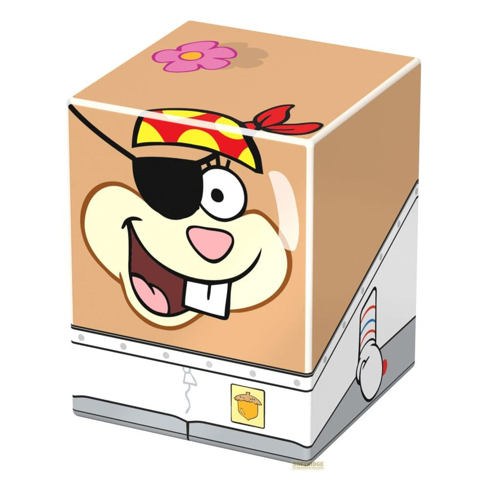 Una scatola marrone con una faccia da scoiattolo in stile pirata e un fiore.