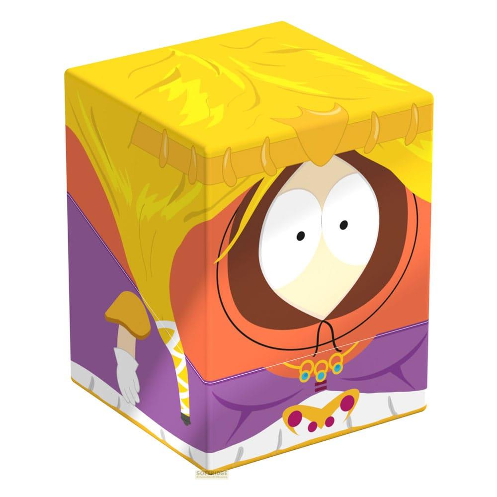 Un cubo giallo con Kenny di South Park in viola e arancione.