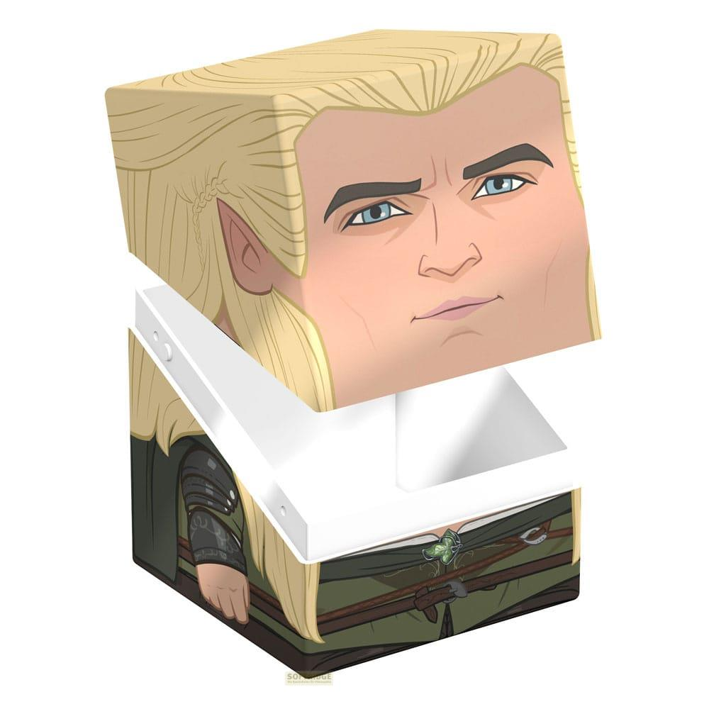 Un cube avec le visage d'un elfe en haut et des vêtements en bas.