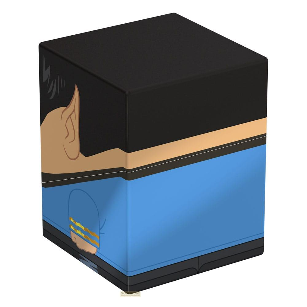 Cubo nero con fascia blu e illustrazione di un orecchio.