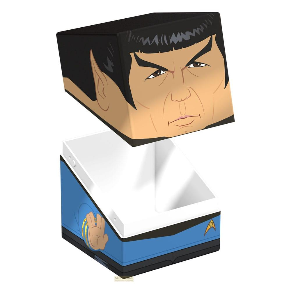 Un contenitore con design Spock: parte superiore con viso, inferiore con uniforme.