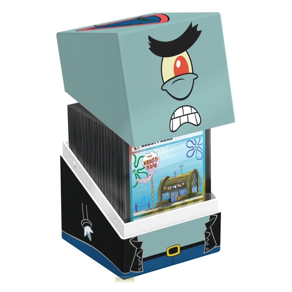 Ein Plankton-Behälter mit Krabby Patty-Karten und dem Krusty Krab-Logo.
