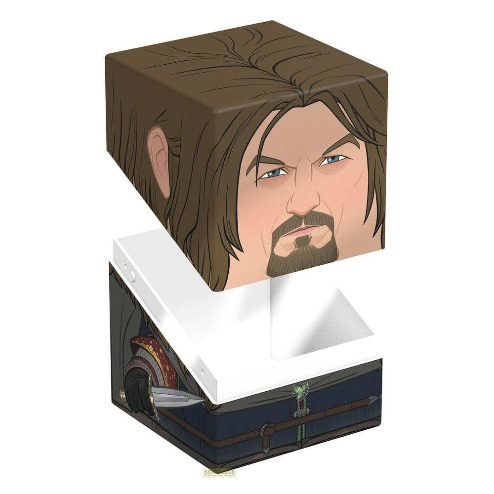 Un cube style dessin représentant un homme aux cheveux et barbe bruns, avec une dague.