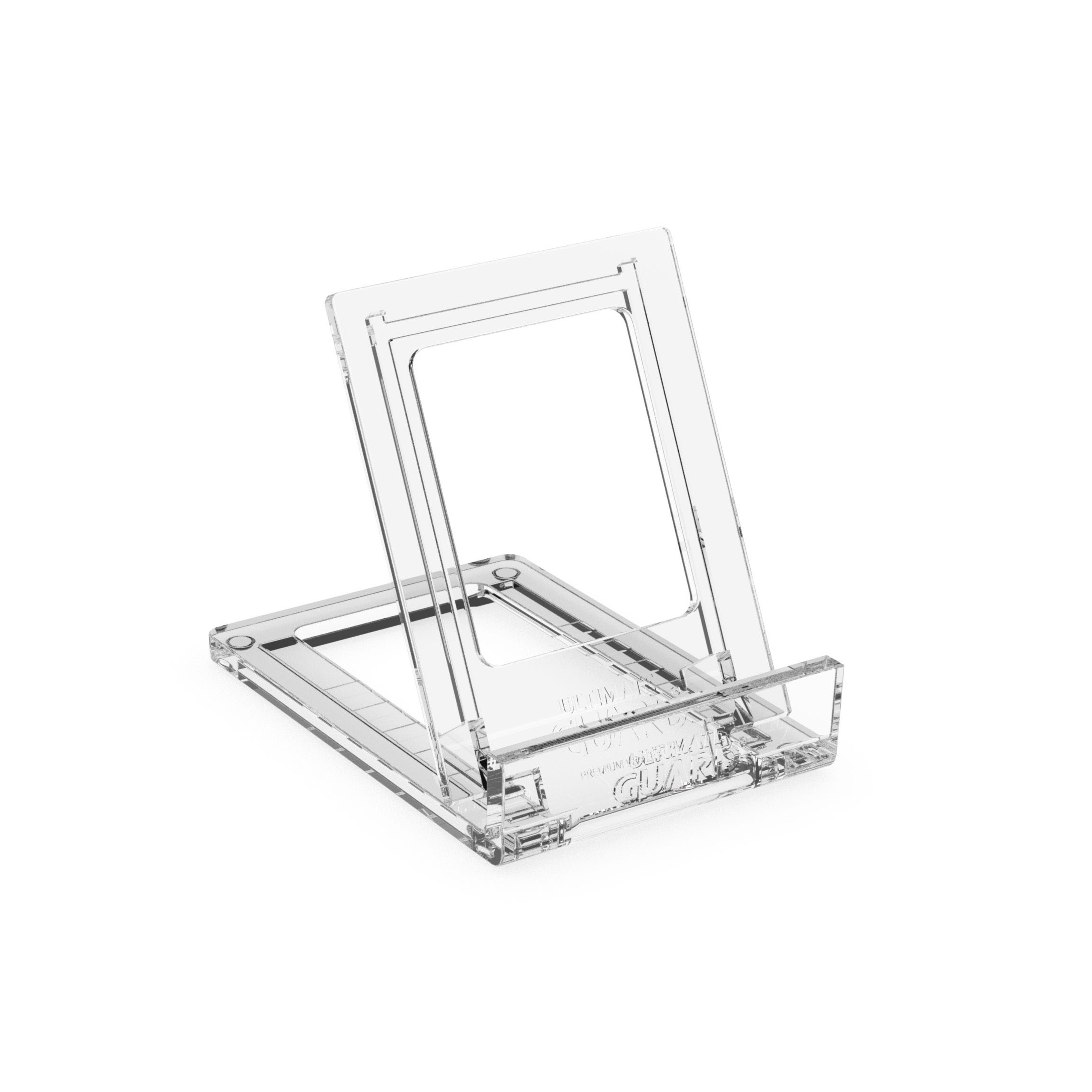 Un support transparent et pliable pour cartes.
